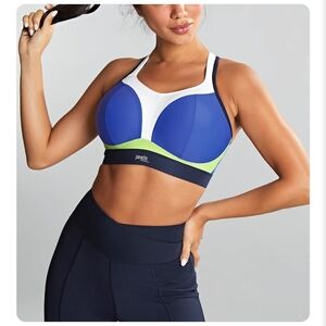 Panache Blue, White, and Green Sports Bra